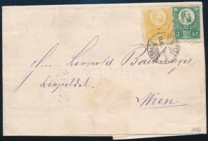 1874 2kr with shifted perforation + 3kr on domestic cover 