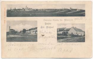 1903 Pusztaszentmihály, Sankt Michael im Burgenland; Hauptplatz, Kirche. K. Alkier jun. / Fő tér, templom / main square, church (EK)