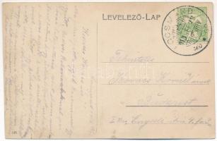 1913 Locsmánd, Lutzmansburg; Evangélikus templom, Huszár Frigyes üzlete és a tulajdonos levele / sho...