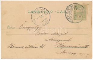 1905 Nagymarton, Mattersdorf, Mattersburg; Platz mit Sparkassa und Schule, Viaduct / Fő tér, Takarék...