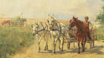 Mezey jelzéssel, XX. sz eleji festő: Lovasszekér, 1903. Olaj, vászon. 30×45 cm
