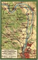 Budapest, A Magyar Királyi Folyam- és Tengerhajózási Rt. Budapest-Dömösi vonala, térkép / Hungarian river and sea shipping map. Lith. Klösz Gy. és Fia