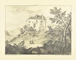 4 db régi metszetekről és akvarellképről készült reprodukció nyomat, aláírásokkal ellátott papírborí...