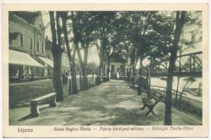 1944 Lippa, Lipova; Mária királyné sétány. Kiadja Viliam Klein / Aleiul Regina Maria / promenade (gyűrődések / creases)