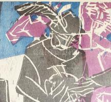 Kunt Ernő (1920-1994): Robin Hood Fametszet, papír jelzett, üvegezett keretben 40x50 cm