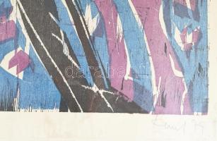 Kunt Ernő (1920-1994): Robin Hood Fametszet, papír jelzett, üvegezett keretben 40x50 cm