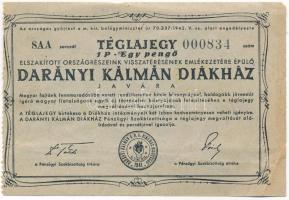 ~1940. &quot;Darányi Kálmán Diákház&quot; téglajegy 1P értékben T:F tűlyukak