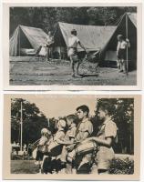 Úttörőtáborok - 4 db MODERN képeslap: magyar szocreál propaganda úttörőkkel / 4 modern postcards: Hu...