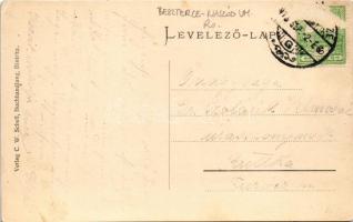 1913 Beszterce, Bistritz, Bistrita; Marktplatz Nordseite, Apotheke / Piac tér északról, C. W. Knopp ...