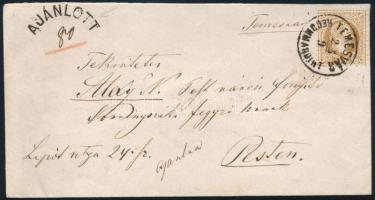 ~1870 15kr ajánlott levélen / on registered cover "TEMESVÁR / RECOMMANDIRT" - Pest