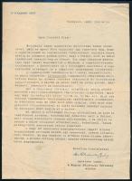 1936 Dr. Cholnoky Jenő (1870-1950) földrajztudós, író, a Magyar Földrajzi Társaság elnökének "A Föld és élete" c. munkáját ismertető, gépelt levele, bélyegzett aláírással, a lap kissé sérült