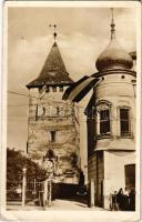 1943 Nagyszalonta, Salonta; Csonka torony, magyar zászló / street view, tower, Hungarian flag (EB)