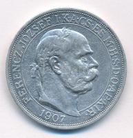 1907KB 5K Ag "Ferenc József megkoronázásának 40. évfordulója" T:VF patina Adamo K7.1