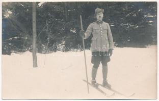 1924 Nagyenyed, Aiud; Haralamb Vasiliu síel / skier, winter sport, photo