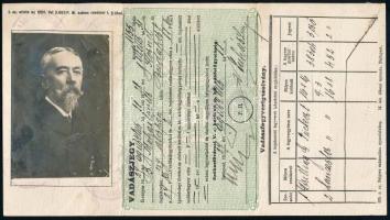 1927 Vadászjegy és fegyverigazolvány, fényképes, Bácsszentiváni Michailovits Kornél ny. Bácsbodrog vármegyei alispán részére kiállítva, szép állapotban