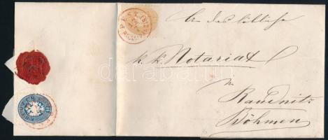 1865 15kr + 10kr ajánlott levélen piros 