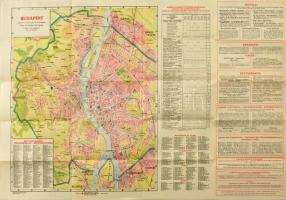 cca 1930 Budapest város térkép és város ismertető 49x21 cm
