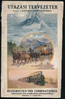 1907-1908 Utazási tervezetek kiadja a központi menetjegyiroda Vonat utazási segédlet haszos információkkal,sok reklámmal, litho borítóval 64p