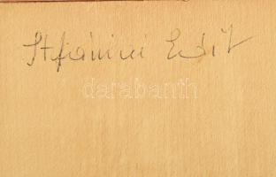 Stefániay Edit (1936 - ) Nő lepkével. Tűzzománc, 10x10 cm, kerettel 20x20 cm