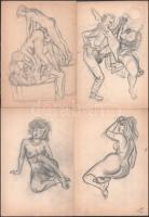 Jelzés nélkül: 29 db pornó grafika.,Ceruza, papír, 21x17 cm