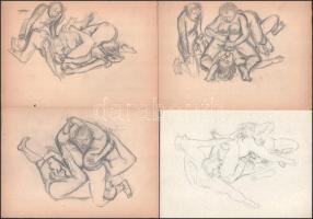 Jelzés nélkül: 29 db pornó grafika.,Ceruza, papír, 21x17 cm