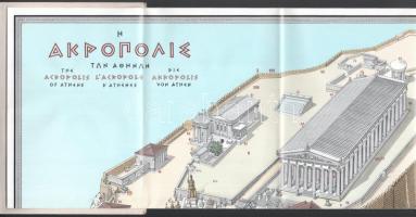 1976 Athéni Akropoliszt bemutató és ismertető útmutató, kihajtható térképpel és részletes ábrákkal