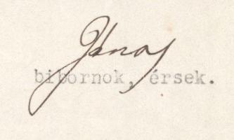 1919 Csernoch János (1852-1927) bíboros saját kézzel aláírt levele dr. Kiss Károly esztergomi teológ...