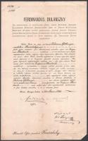 1891 Dulánszky Ferdinánd pécsi püspök autográf aláírása iraton