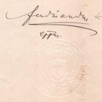 1891 Dulánszky Ferdinánd pécsi püspök autográf aláírása iraton