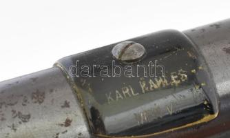 Karl Kahles Wien puska távcső, jelzéssel, kopással, bőr tartójában, h: 24 cm