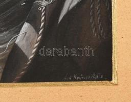 Krüner Antal, XIX sz.: Hajótöröttek (anya gyermekével), 1850. Akvarell, papír. Jelezve jobbra lent. ...