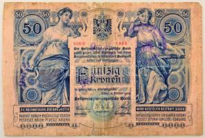 1902. 50K "1368 48968" kiolvashatatlan felülbélyegzéssel T:VG nagyobb szakadások, foltok /...
