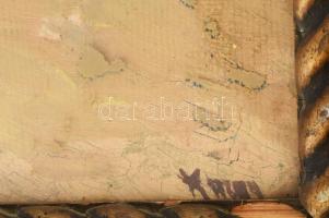 Olvashatatlan jelzéssel, XX. sz eleje: Napfényes utca. Olaj, karton. 45x35 cm. Üvegezett fakeretben,...