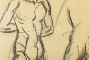 Olvashatatlan jelzéssel: Akt tanulmányok, 1918. Szén, papír. 62x45 cm. Üvegezett fakeretben