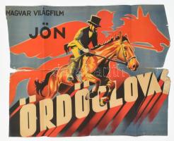1944 Ördöglovas, filmplakát, Bp., Filmreklám Vállalat, sérült, hiányos, 57x74 cm