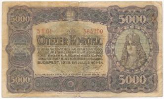 1923. 5000K &quot;5B01 584200&quot;, &quot;Magyar Pénzjegynyomda Rt. Budapest&quot; nyomdahely jelöléssel T:VG Adamo K39