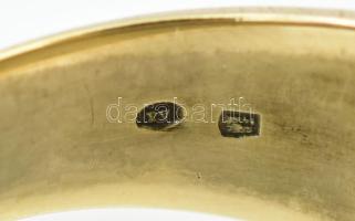 14 K arany (Au) gyűrű modern designnal, méret: 55. Jelzett, mesterjegyes, 13,76 g m: 13 mm