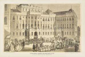 1867 a Koronázási alkalmából termesztményi ajándokok átnyújtása ebéd Ferenc József Királyi palota nagy méretű rotációs fametszet 45x32 cm
