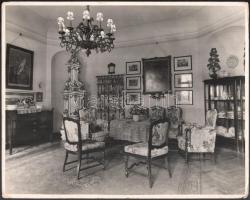 A velencei Hauszmann Alajos kastély berendezése 3 db Escher Károly: Szobabelsőkről készített nagy mé...