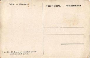 Pozsony, Pressburg, Bratislava; M. Kir. Pozsonyi 13. Honvéd Gyalog Ezred tábori posta és segélylap /...