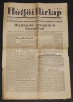 1956 A Hétfői Hírlap október 22. száma a forradalmat kiváltó lengyel események híreivel (hajtásoknál  elkopott)  / Paper during with the news of the Polish revolution