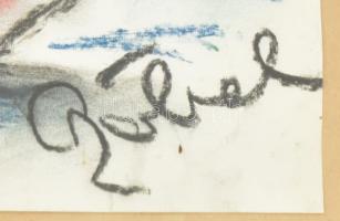 Czóbel jelzéssel: Csendélet. Vegyes technika, papír. Üvegezett, dekoratív fakeretben. 20,5x16 cm