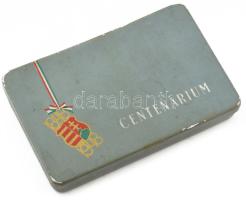 1948 Dekoratív, címeres Centenárium alumínium szivarka doboz, jó állapotban, 7,5×11×1,5 cm