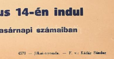 cca 1948-1950 A Szabad Ifjúság folyóirat rejtvényversenyének plakátja, fődíj motorkerékpár, szép áll...
