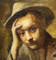 Jelzés nélkül: kalapos férfi portréja. Olaj, vászon. Hátoldalán "Berény R" valamint az &qu...