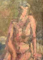 Rozsda Endre jelzéssel, hátoldalán Jávor Piroska felirattal: Női akt. Olaj, vászon, sérült. 120x100 ...