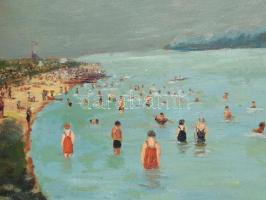 Korda Vince (1897-1979): Rómaifürdő, 1920-as évek. Olaj, karton, sérült. Kelezve jobbra lent. Dekora...