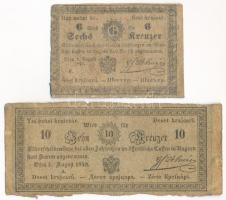 1849. 6kr &quot;Almásy&quot;, &quot;F&quot; sorozat + 10kr &quot;Almásy&quot;, &quot;A&quot; sorozat T:VG,G Hungary 1849. 6 Kreuzer &quot;Almásy&quot;, prefix &quot;F&quot; + 10 Kreuzer &quot;Almásy&quot;, prefix &quot;A&quot; C:VG,G Adamo G100, G101