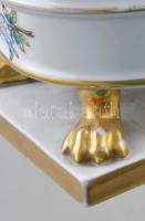 Herendi Viktória mintás talpas kaspó, oroszlánlábas, kézzel festett, jelzett, kis kopással, m: 18 cm...