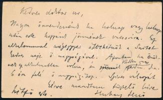 cca 1890 Hubay Jenő (1858-1937) hegedűművész, zeneszerző névjegykártyája autográf soraival a hátulján Kedves Doktor úr megszólítással / Autograph lines of Eugen Hubay composer on his business card